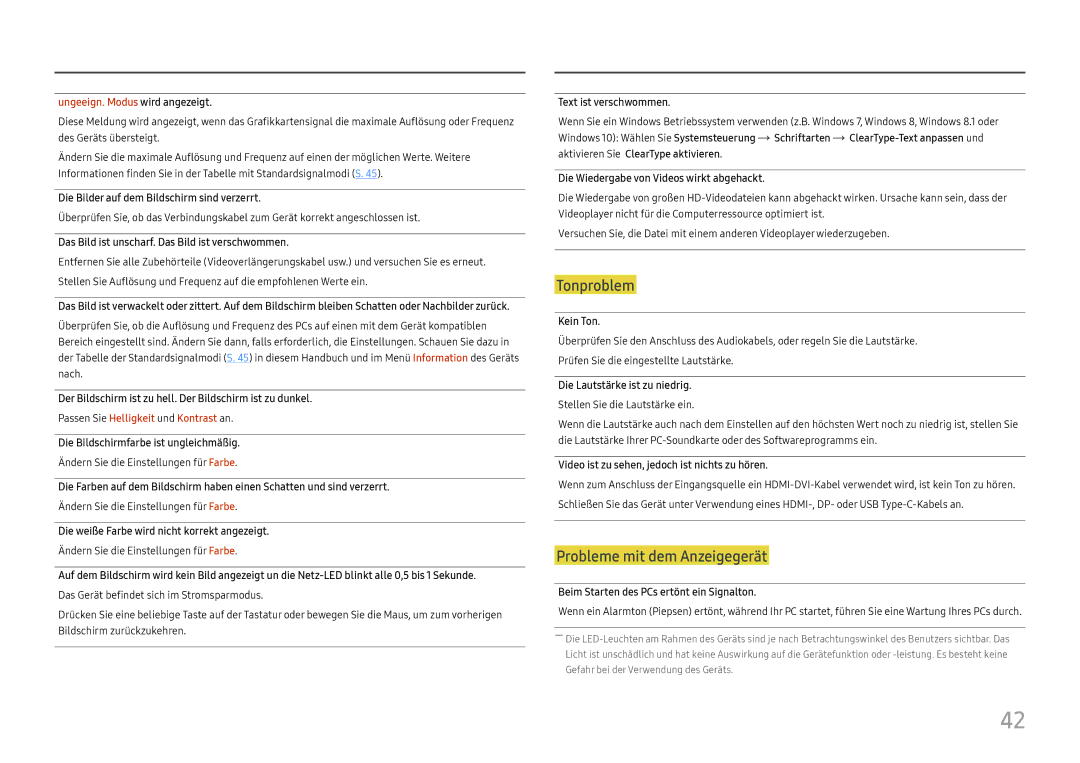 Samsung LC34H890WJUXEN manual Tonproblem 