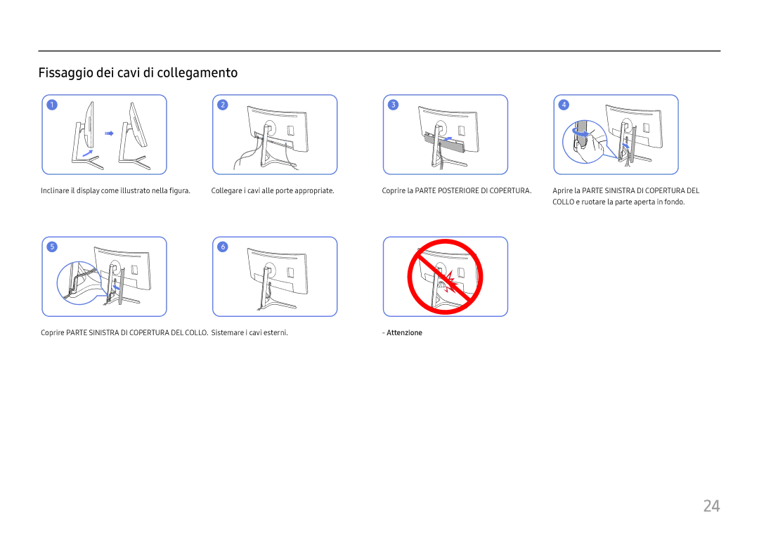 Samsung LC34H890WJUXEN manual Fissaggio dei cavi di collegamento 