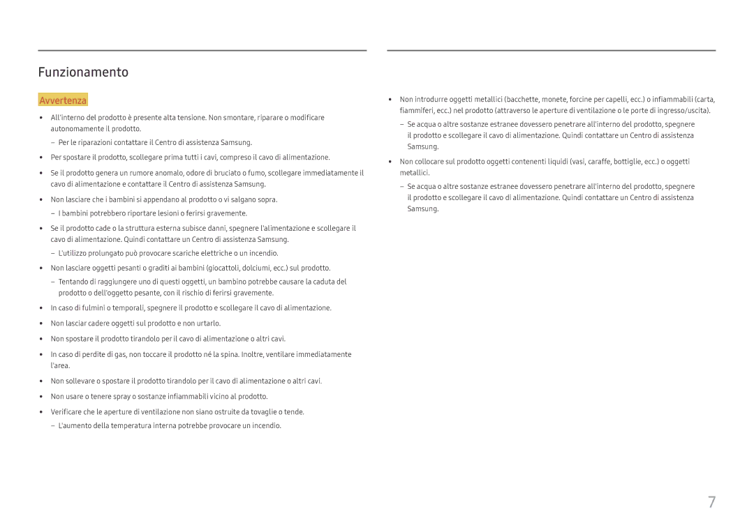 Samsung LC34H890WJUXEN manual Funzionamento 