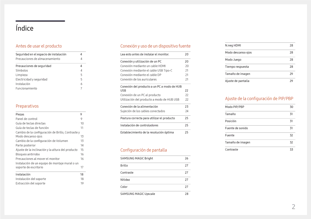 Samsung LC34H890WJUXEN manual Índice 