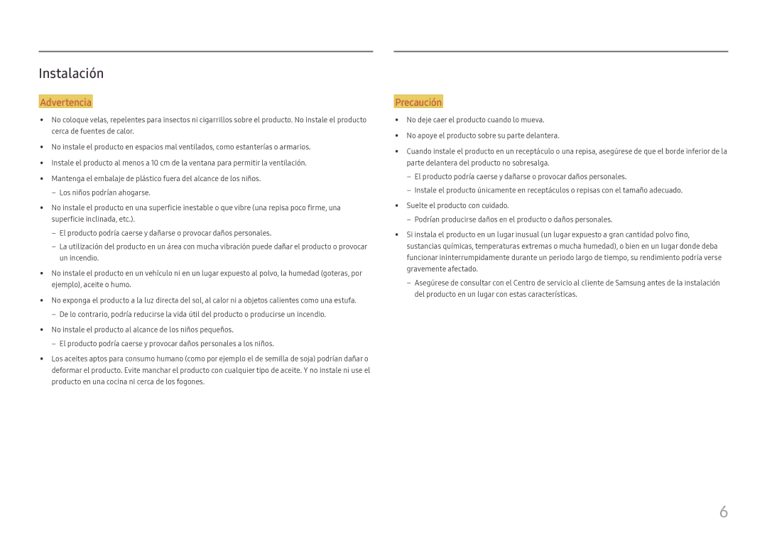 Samsung LC34H890WJUXEN manual Instalación 