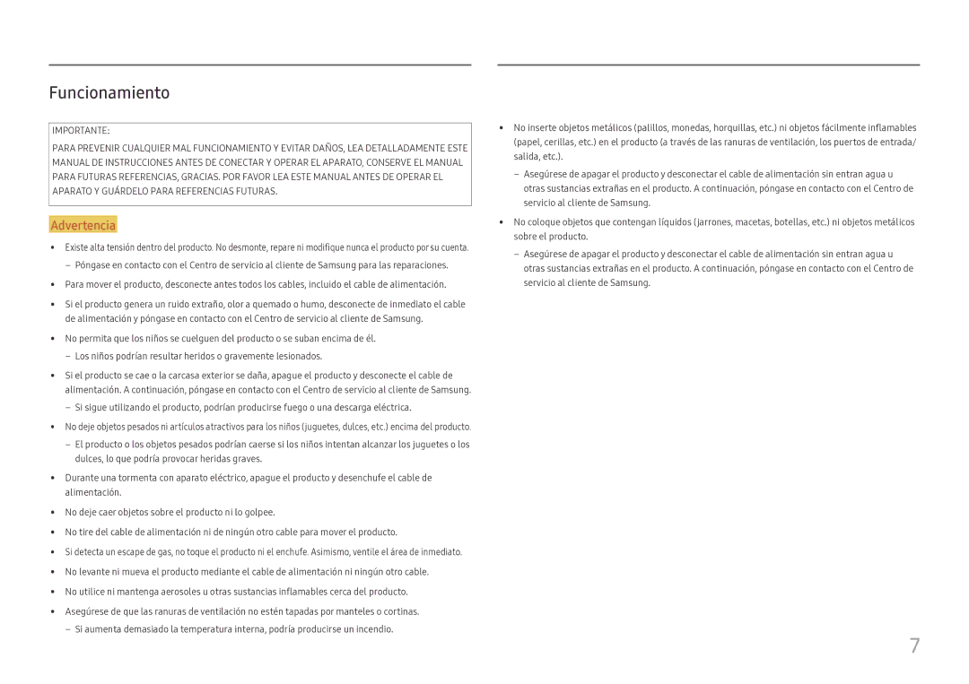 Samsung LC34H890WJUXEN manual Funcionamiento 