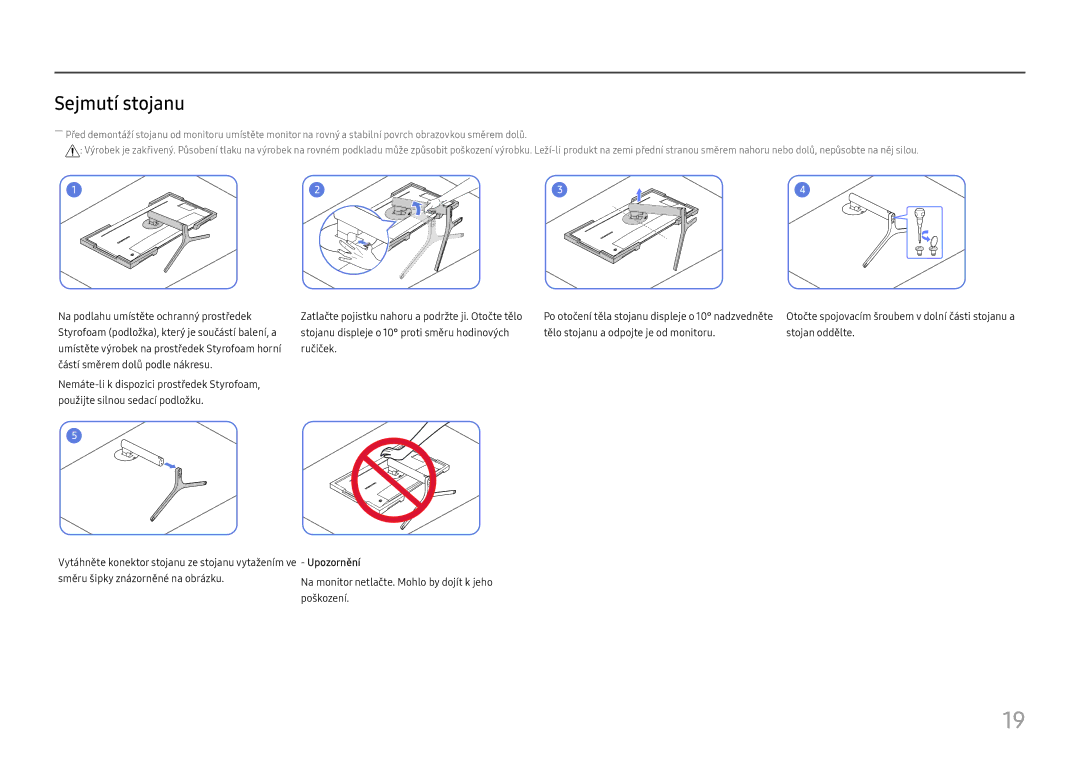 Samsung LC34H890WJUXEN manual Sejmutí stojanu 