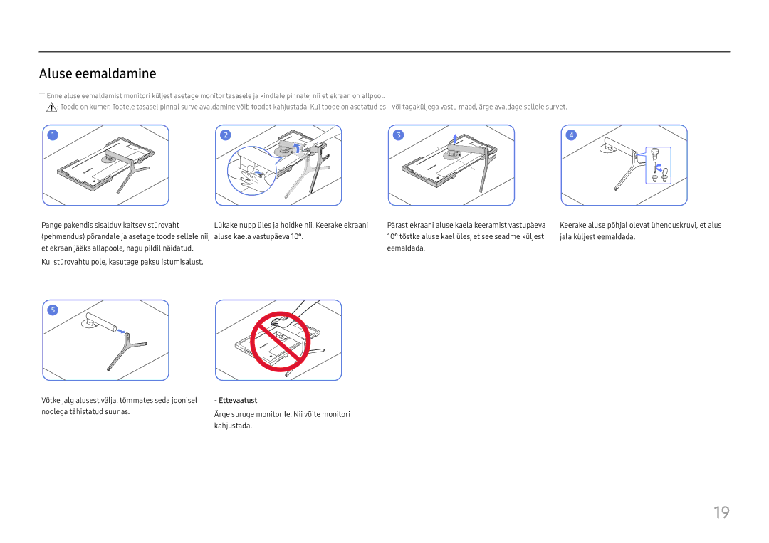 Samsung LC34H890WJUXEN manual Aluse eemaldamine 