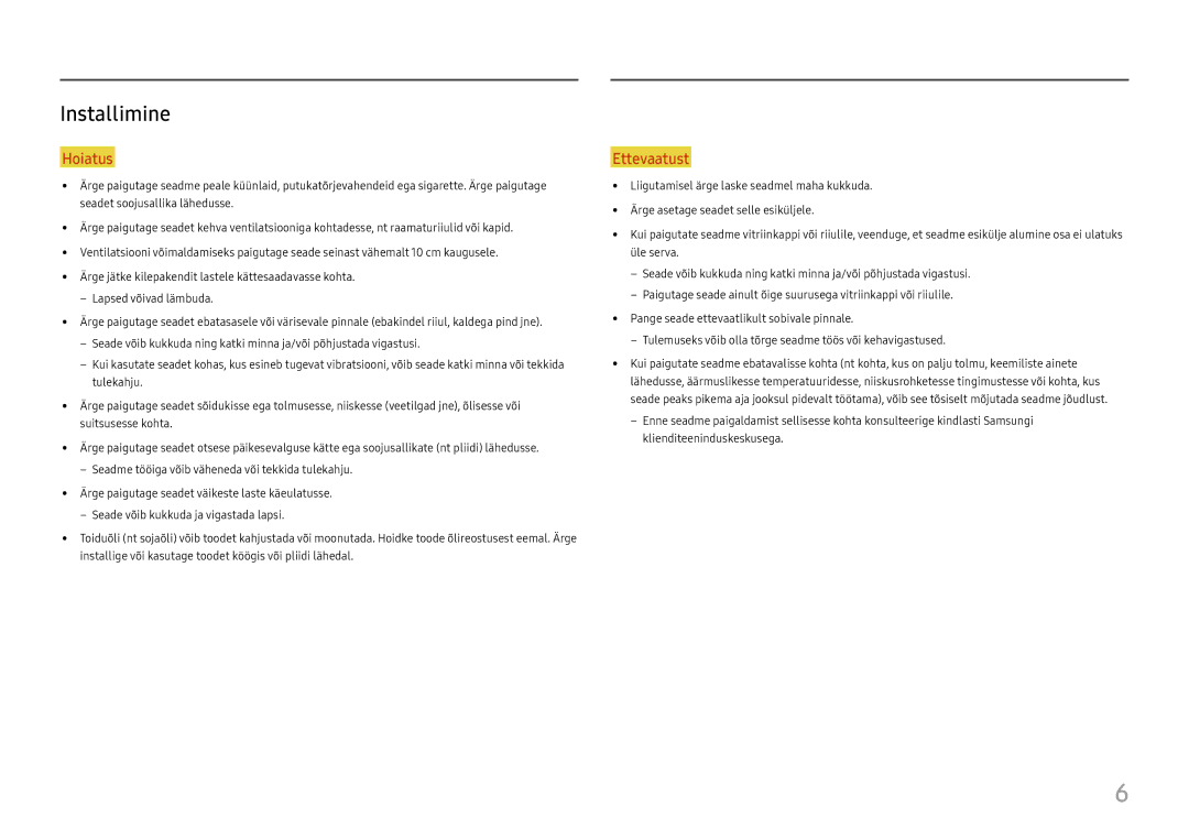 Samsung LC34H890WJUXEN manual Installimine 