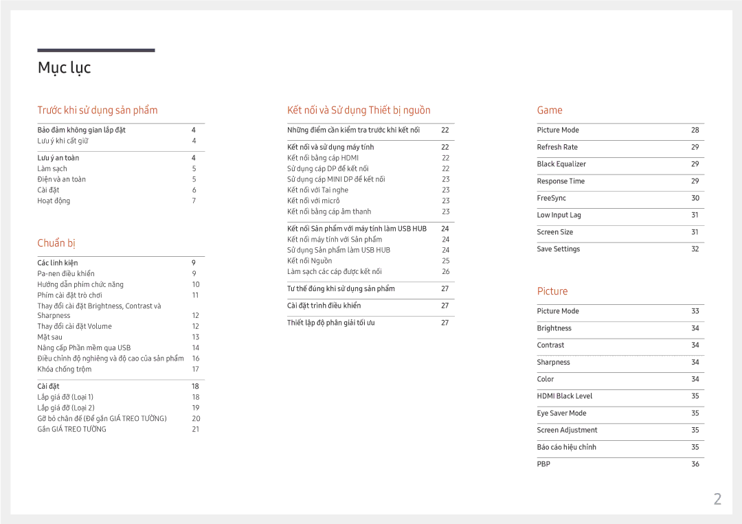 Samsung LC49HG90DMEXXV manual Mục lục 