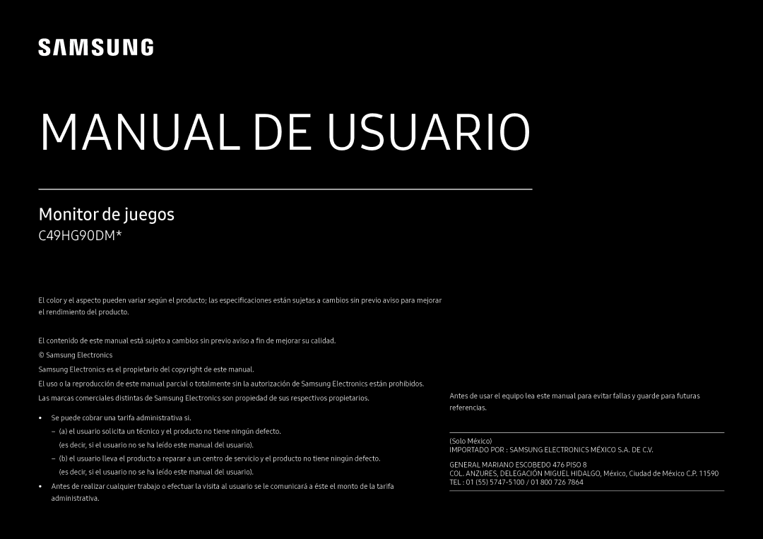 Samsung LC49HG90DMUXEN manual Manual DE Usuario 