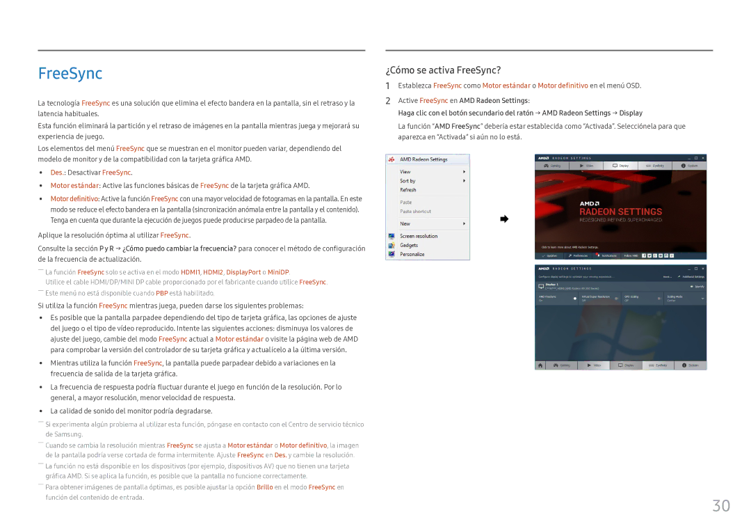 Samsung LC49HG90DMUXEN manual ¿Cómo se activa FreeSync? 