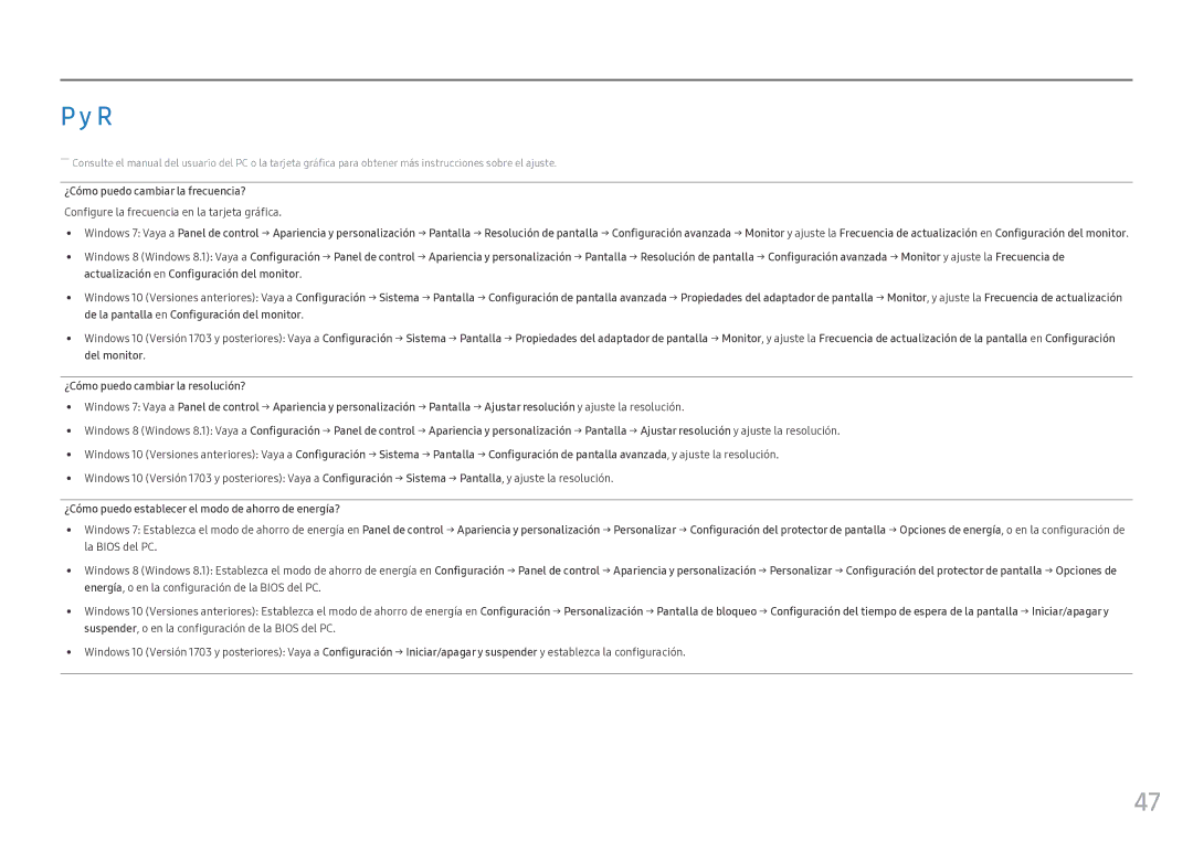 Samsung LC49HG90DMUXEN manual ¿Cómo puedo cambiar la frecuencia?, Configure la frecuencia en la tarjeta gráfica 