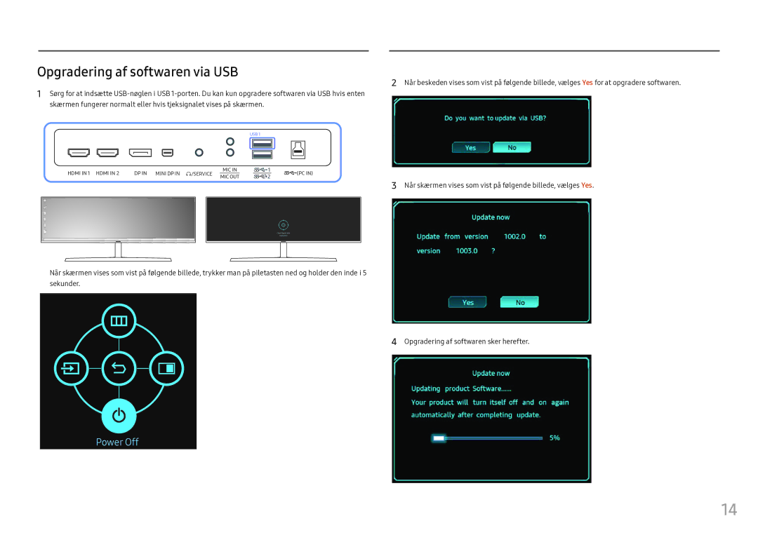 Samsung LC49HG90DMUXEN manual Opgradering af softwaren via USB 