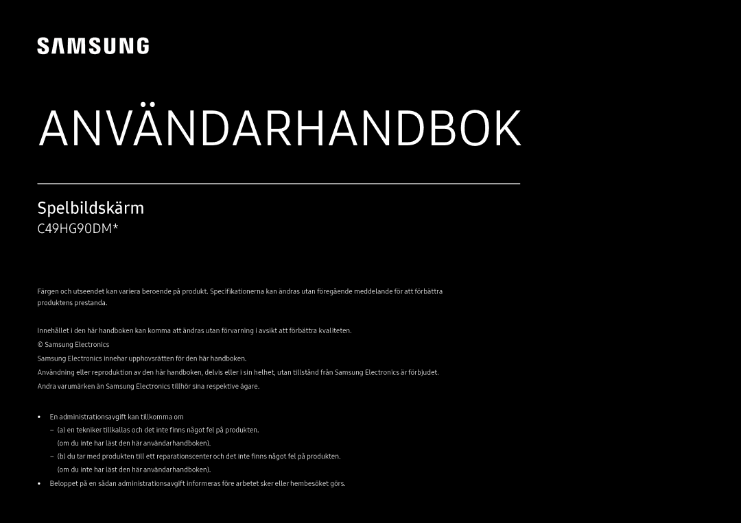 Samsung LC49HG90DMUXEN manual Användarhandbok 