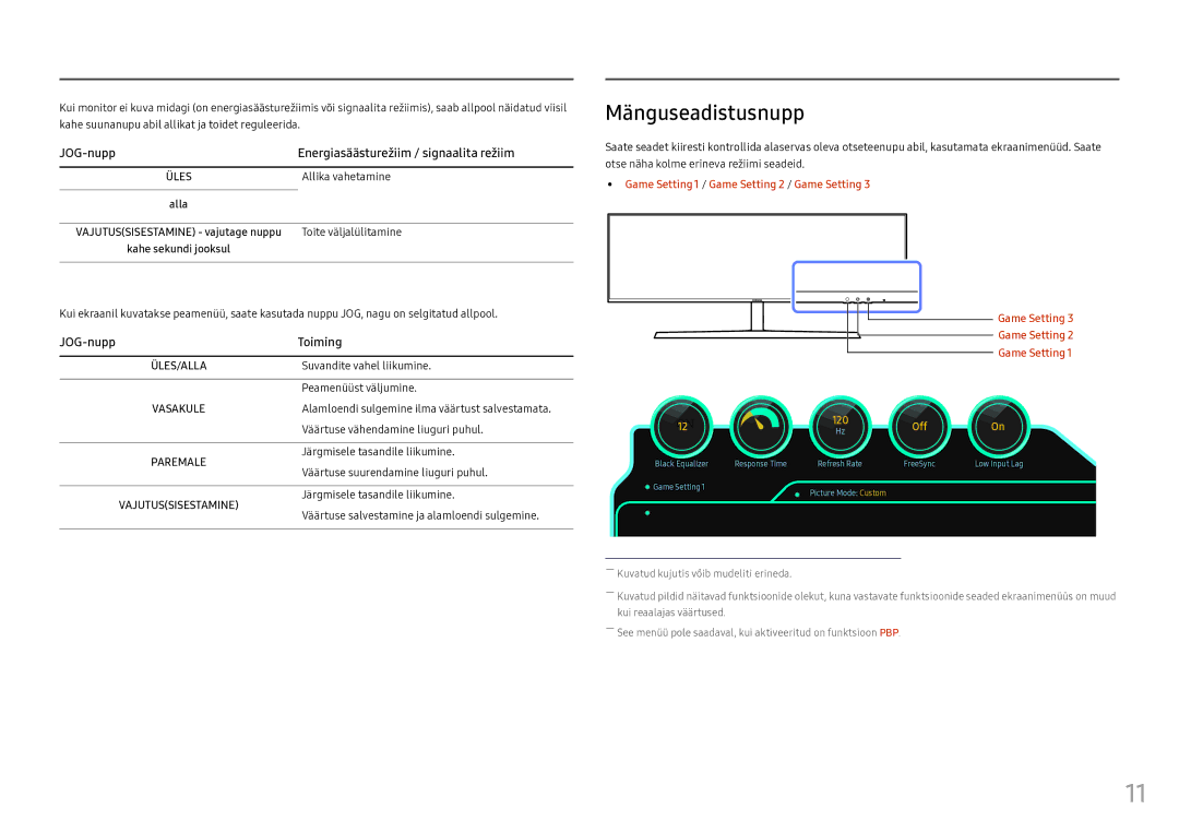 Samsung LC49HG90DMUXEN manual Mänguseadistusnupp, Allika vahetamine, Alla, Toite väljalülitamine 