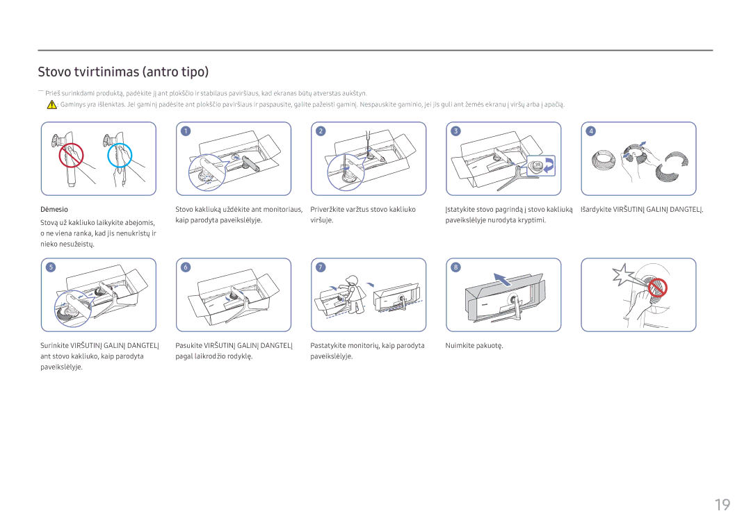 Samsung LC49HG90DMUXEN manual Stovo tvirtinimas antro tipo 