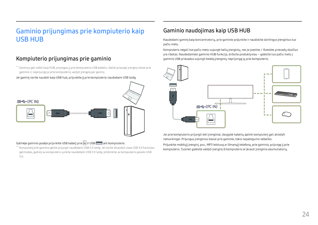 Samsung LC49HG90DMUXEN manual Gaminio prijungimas prie kompiuterio kaip, Kompiuterio prijungimas prie gaminio 