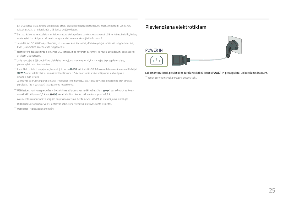 Samsung LC49HG90DMUXEN manual Pievienošana elektrotīklam, Uzlādējamās ierīces 