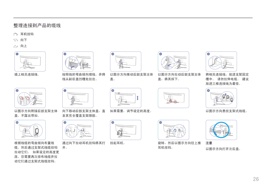 Samsung LC49HG90DMUXEN manual 整理连接到产品的缆线 