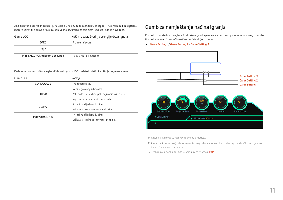 Samsung LC49HG90DMUXEN manual Gumb za namještanje načina igranja, Promjena izvora, Napajanje je isključeno 