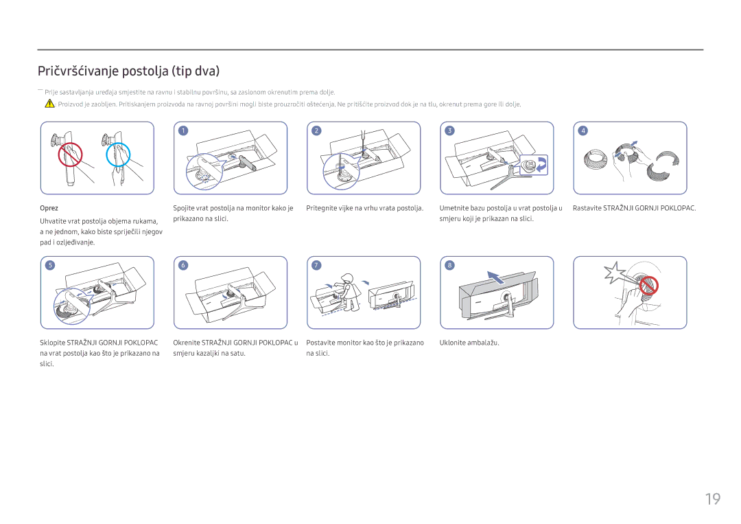 Samsung LC49HG90DMUXEN manual Pričvršćivanje postolja tip dva 