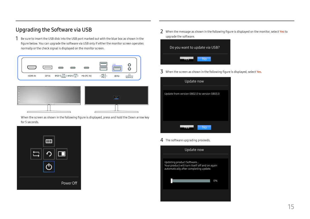 Samsung LC49J890DKIXCI, LC49J890DKUXEN manual Upgrading the Software via USB, Software upgrading proceeds 