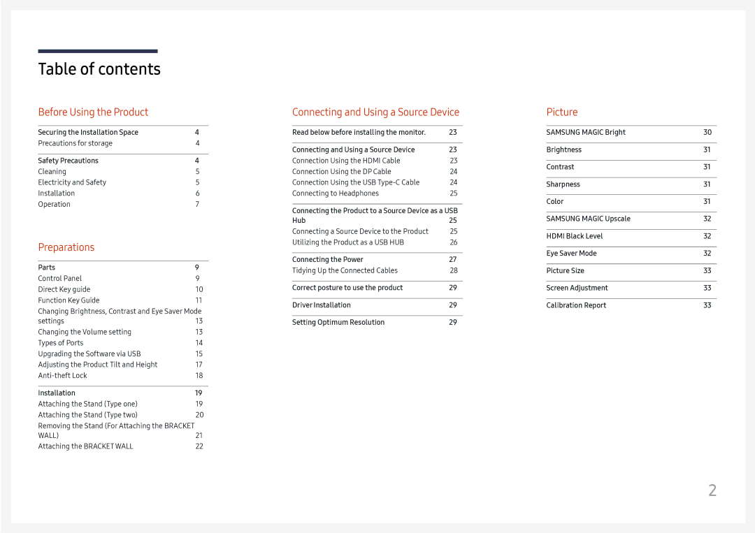 Samsung LC49J890DKUXEN, LC49J890DKIXCI manual Table of contents 