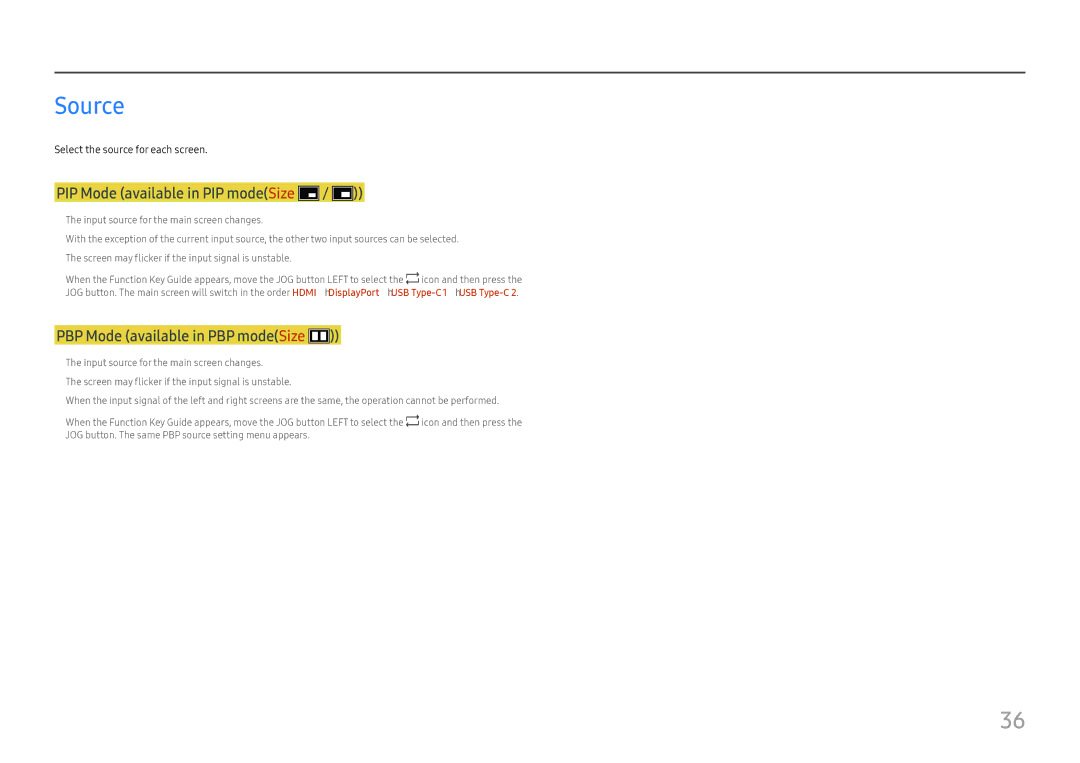 Samsung LC49J890DKUXEN, LC49J890DKIXCI manual Source, Select the source for each screen 