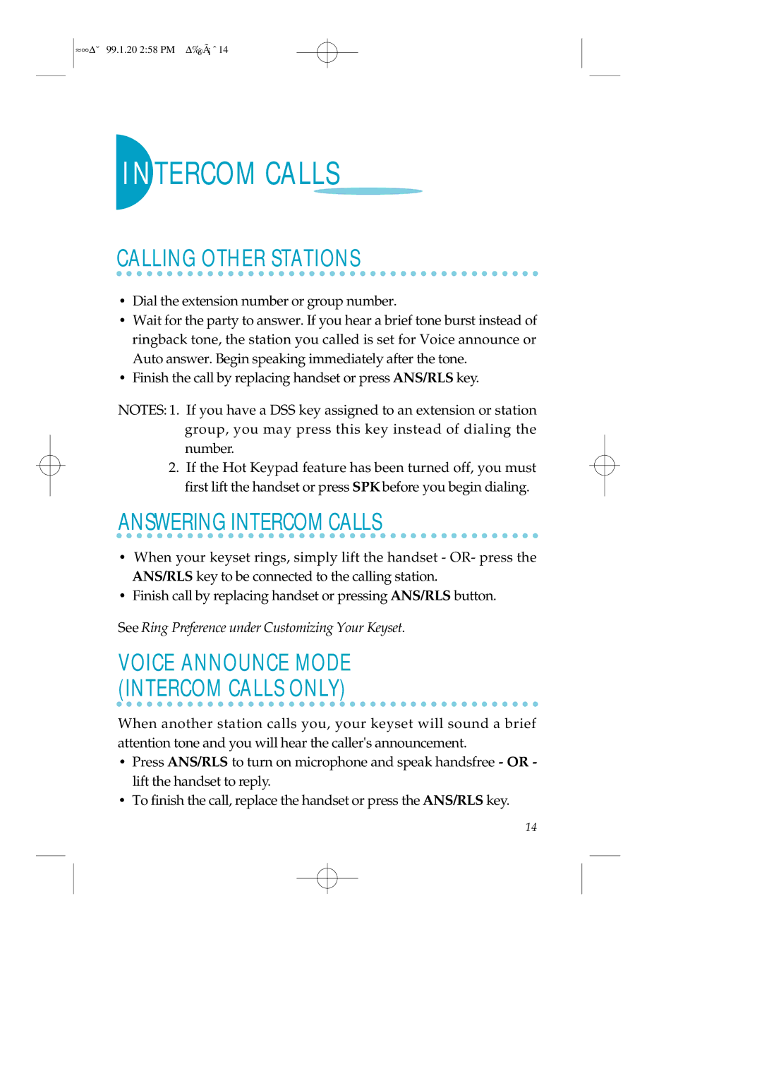 Samsung LCD12B, STD24B, STD12B manual Calling Other Stations, Answering Intercom Calls 