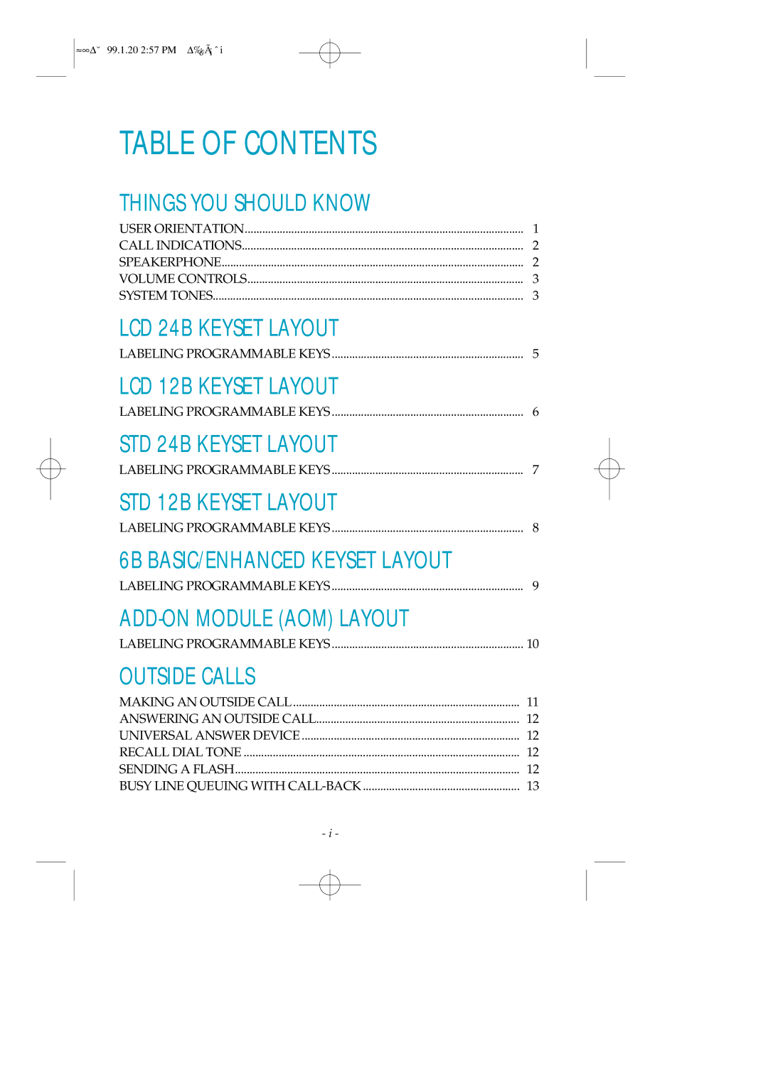 Samsung STD24B, LCD12B, STD12B manual Table of Contents 