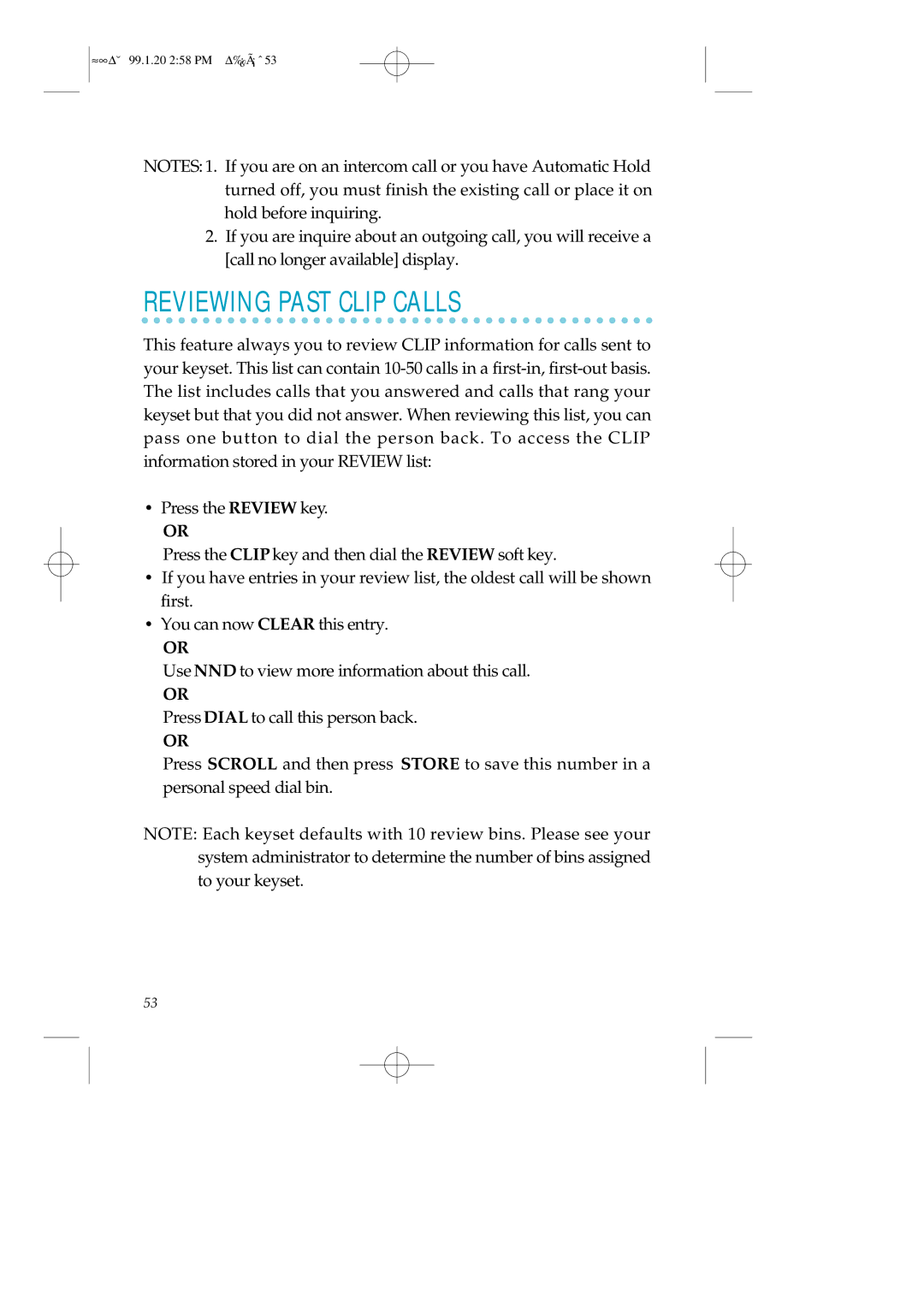 Samsung LCD12B, STD24B, STD12B manual Reviewing Past Clip Calls 