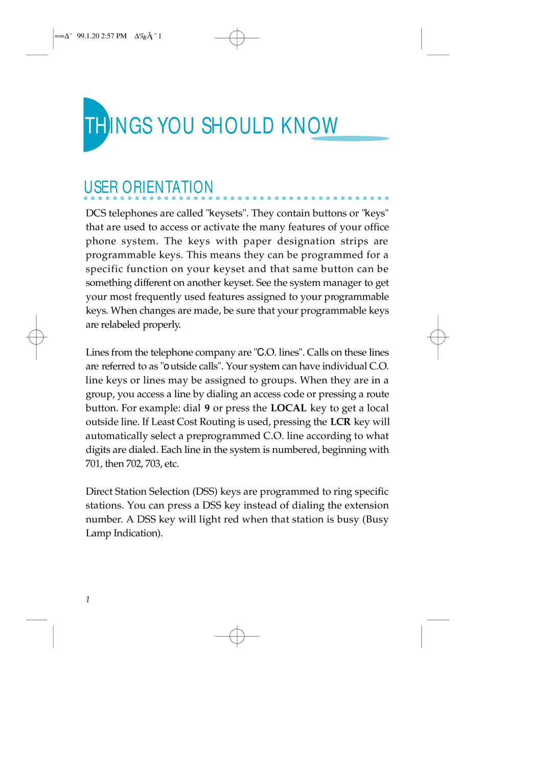 Samsung STD12B, LCD12B, STD24B manual Things YOU should Know, User Orientation 