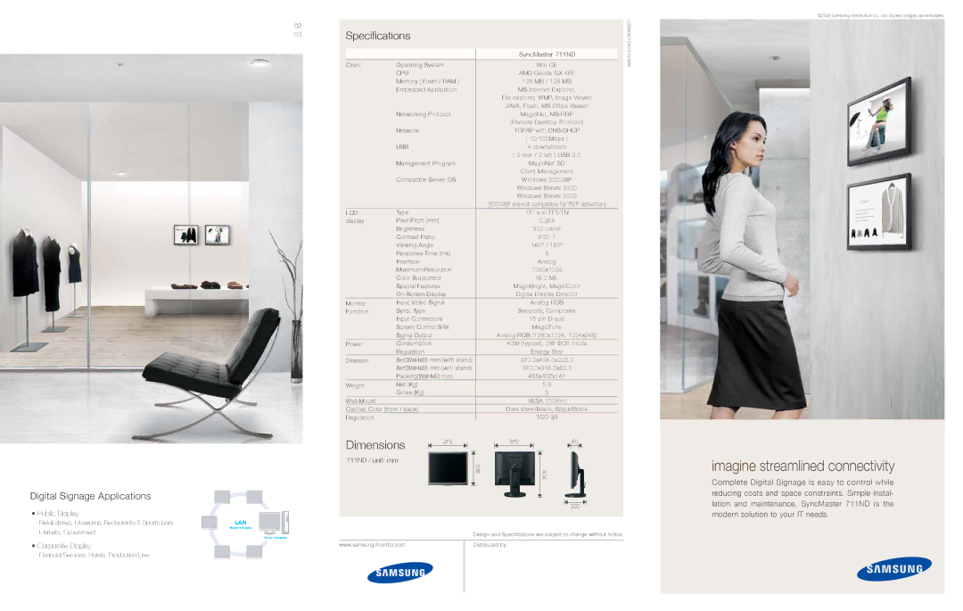 Samsung LCDM0601CA01HQ-WW specifications Specifications, Cpu, Usb, Lcd 