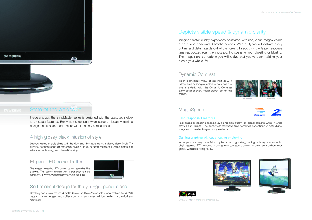 Samsung LCDM0707CA01HQ-WW manual State-of-the-art design, Depicts visible speed & dynamic clarity 