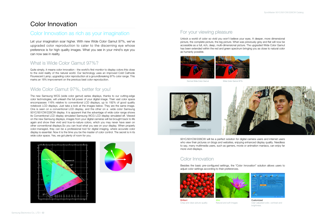 Samsung LCDM0707CA01HQ-WW manual Color Innovation as rich as your imagination, What is Wide Color Gamut 97%? 