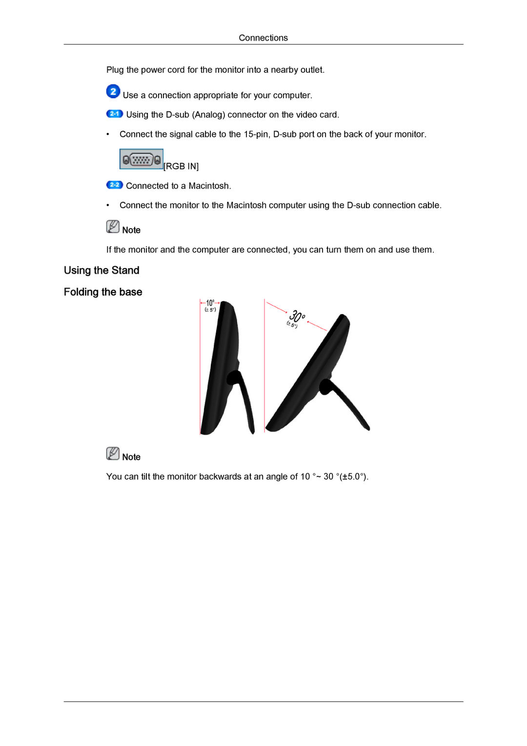 Samsung LD190N user manual Using the Stand Folding the base 