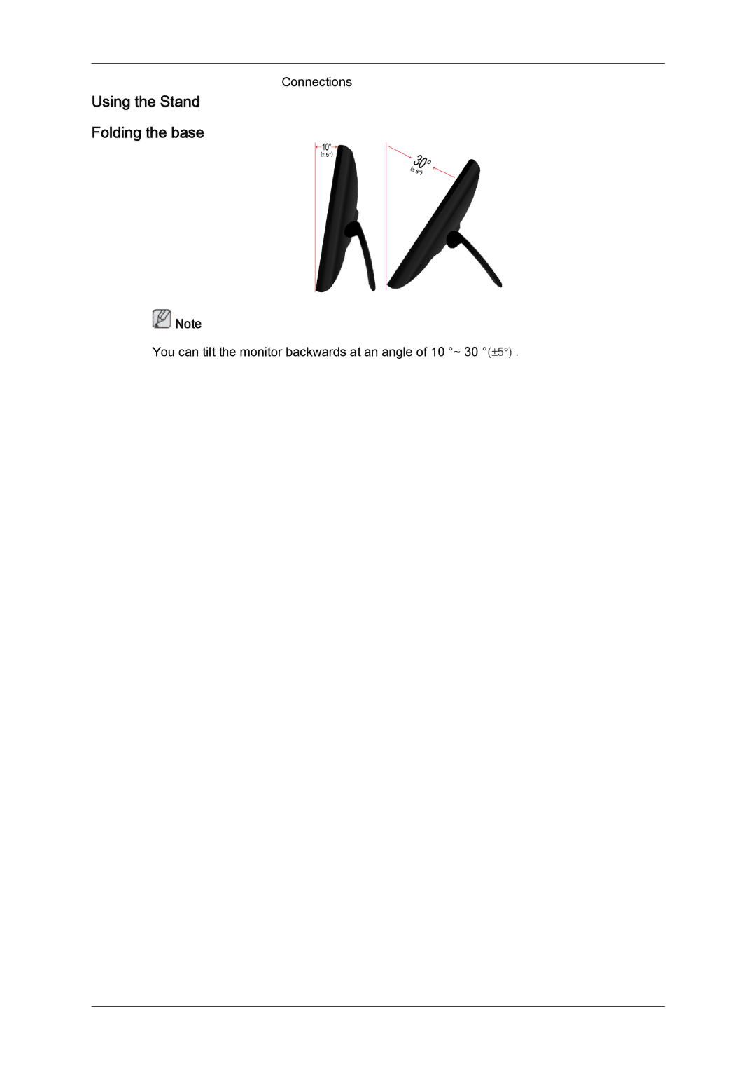 Samsung LD220G, LD190G user manual Using the Stand Folding the base 