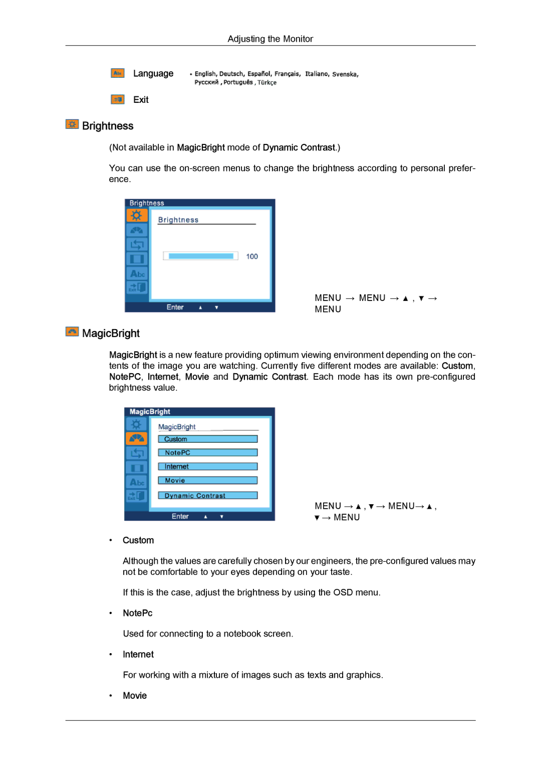 Samsung LD220G, LD190G user manual MagicBright 