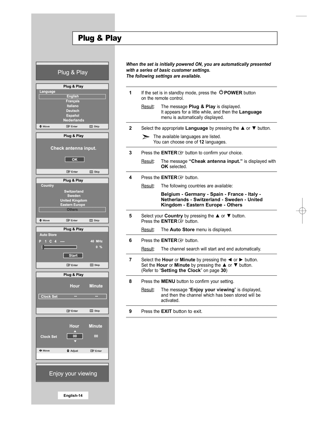 Samsung LE15E31S manual Plug & Play 