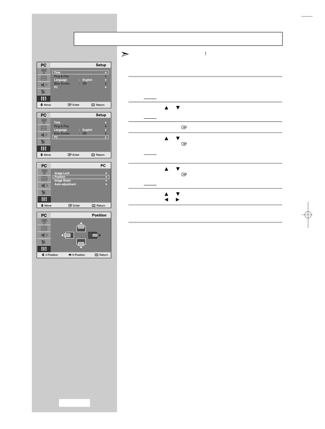 Samsung LE15E31S manual Changing the Image Position 