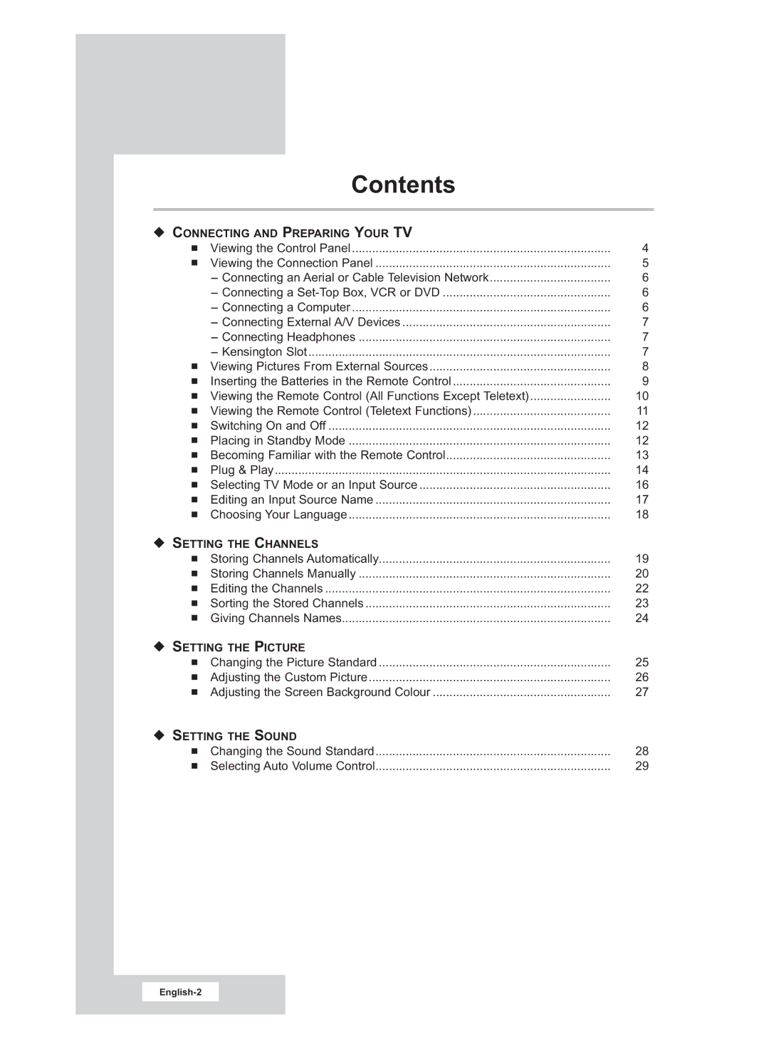 Samsung LE15E31S manual Contents 