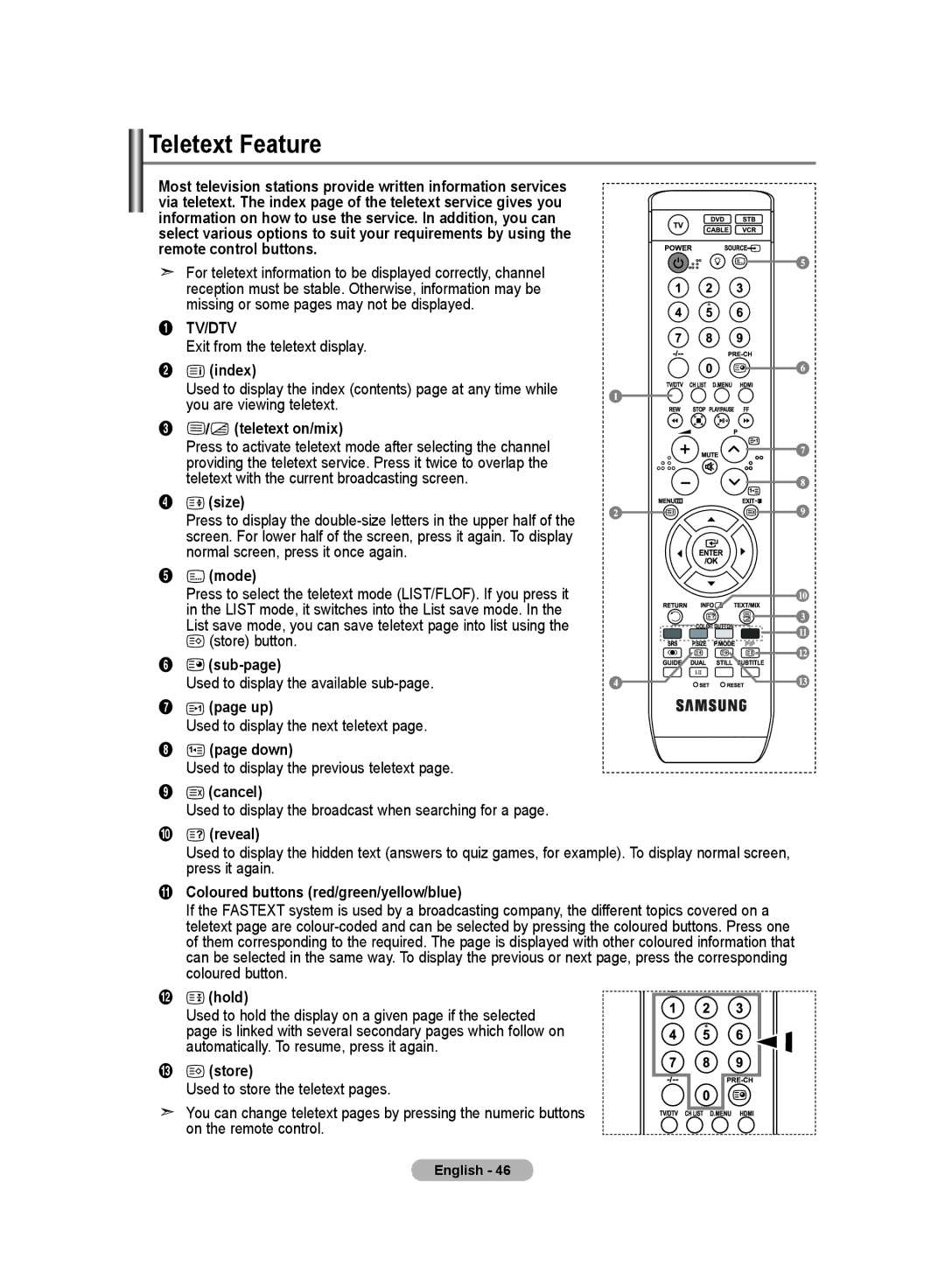 Samsung LE19R8 manual Teletext Feature 