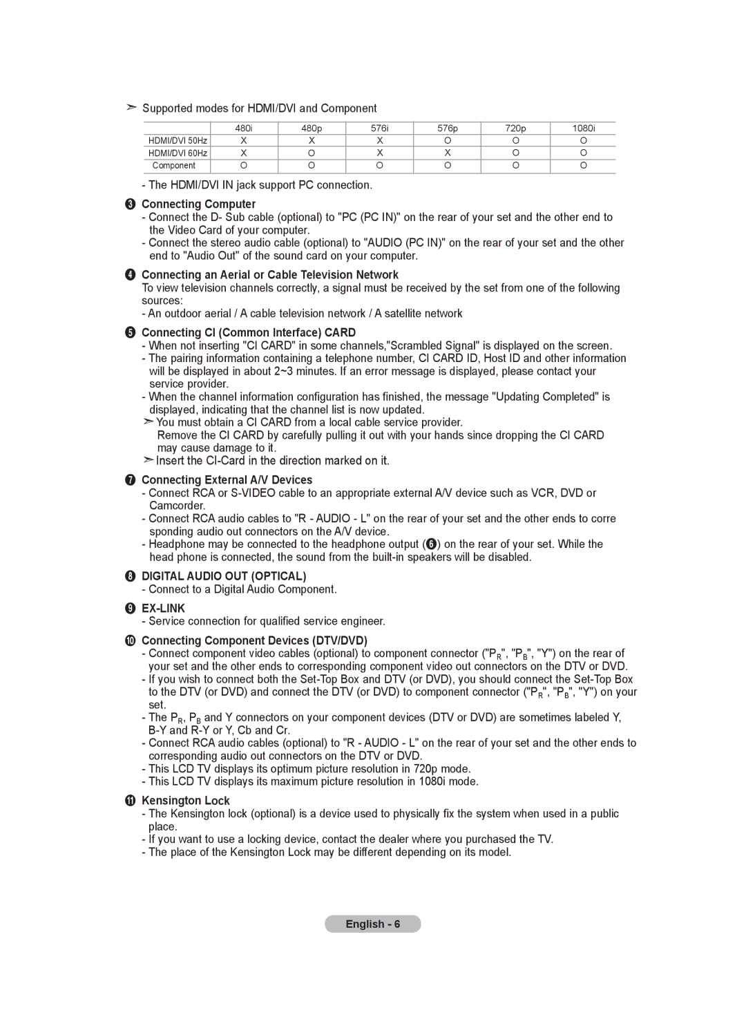 Samsung LE19R8 manual Insert the CI-Card in the direction marked on it, Connecting Computer 