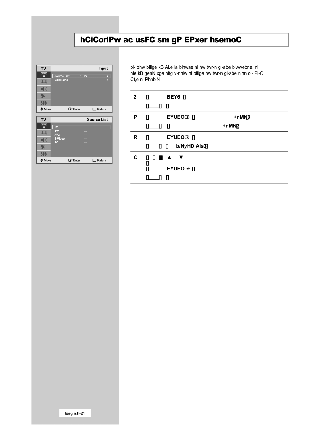 Samsung LE20S51B, LE15S51B manual Selecting TV Mode or an Input Source 