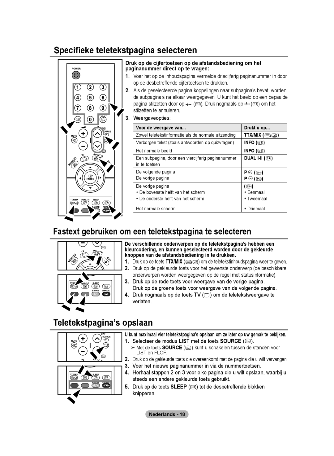 Samsung LE20S8 manual Specifieke teletekstpagina selecteren, Fastext gebruiken om een teletekstpagina te selecteren 