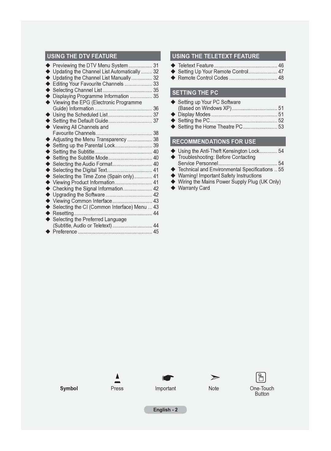 Samsung LE22S8 manual Symbol 