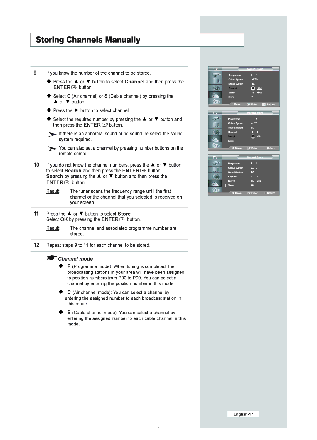 Samsung LE23R41B manual Channel mode 