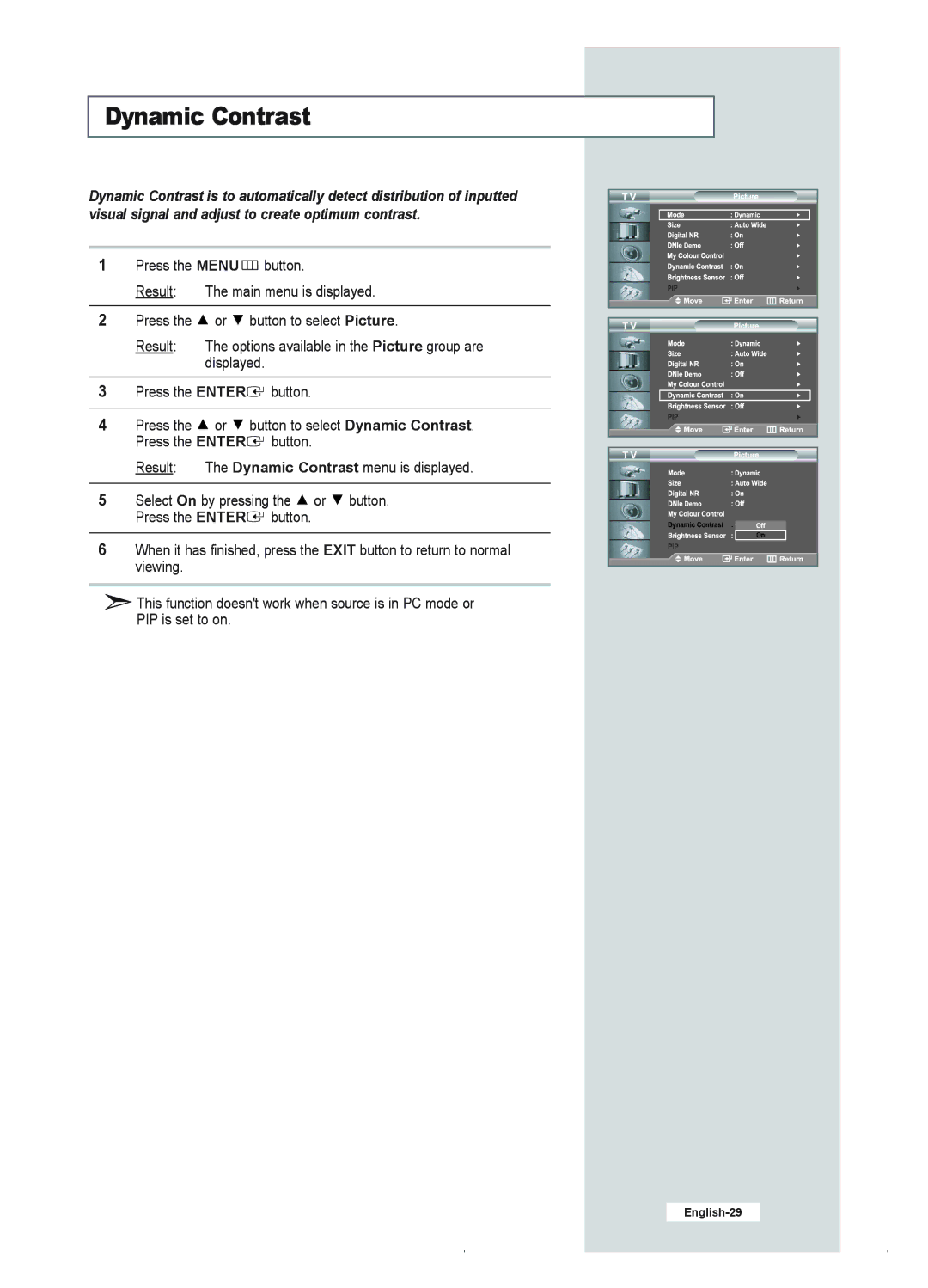 Samsung LE23R41B manual Dynamic Contrast 