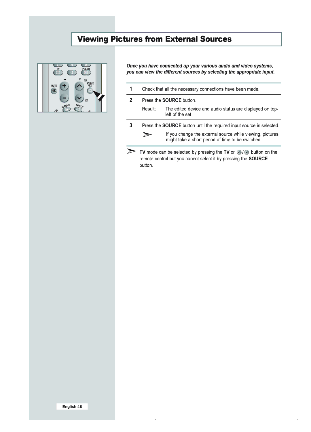 Samsung LE23R41B manual Viewing Pictures from External Sources 