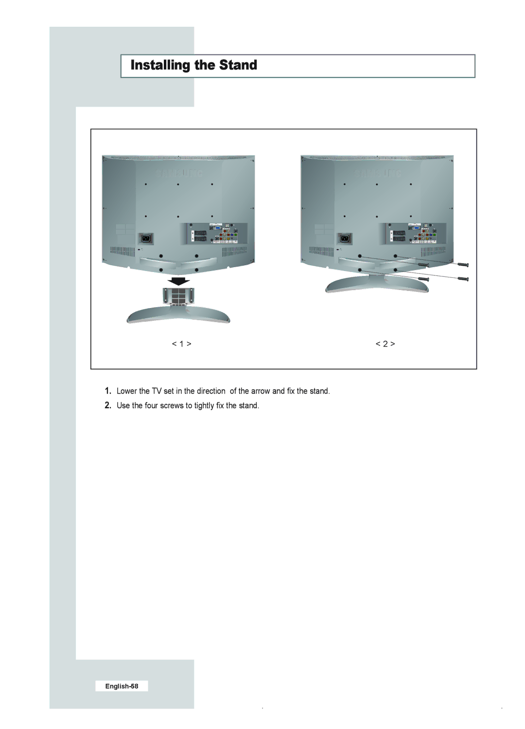 Samsung LE23R41B manual Installing the Stand 