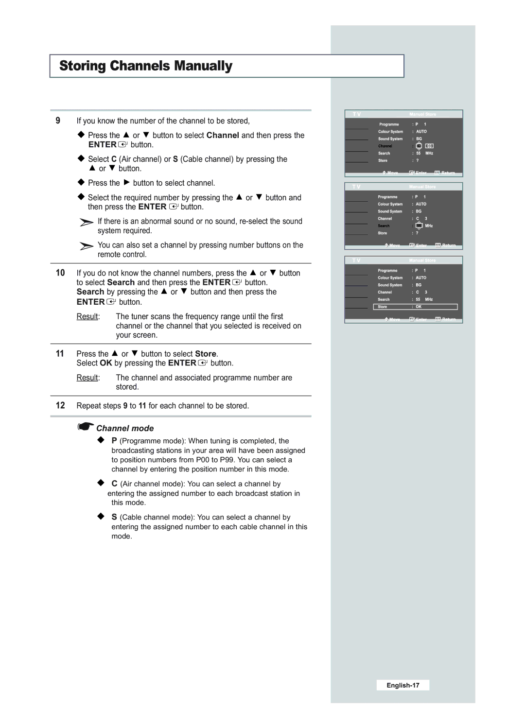 Samsung LE23R51B manual Channel mode 