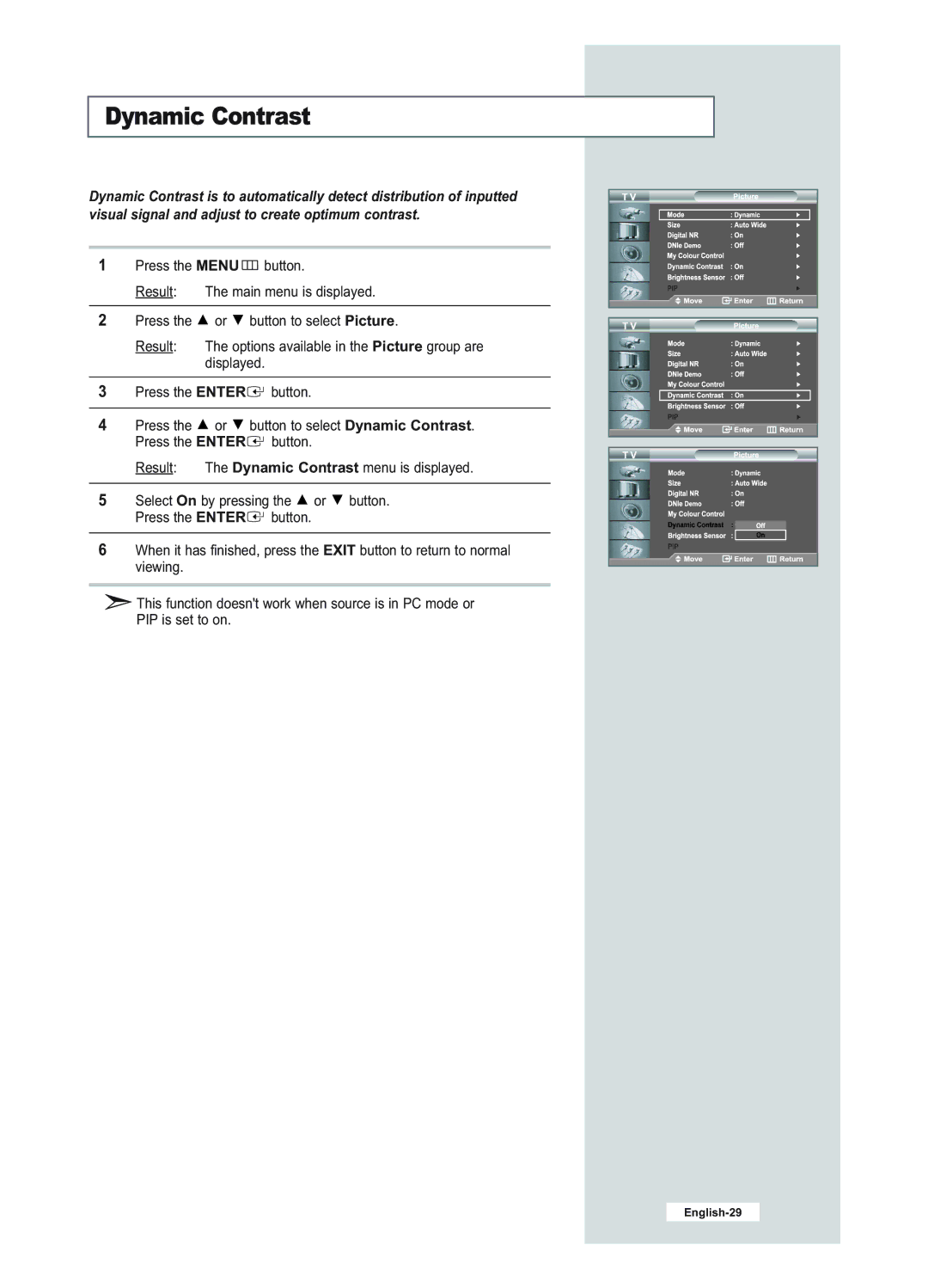 Samsung LE23R51B manual Dynamic Contrast 