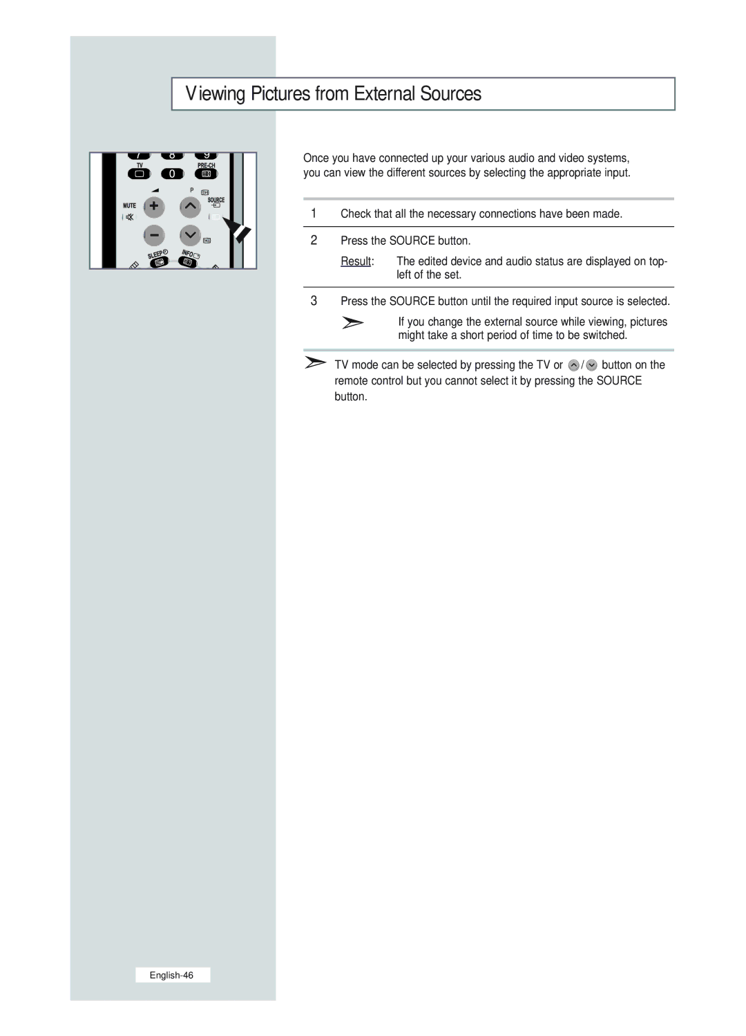 Samsung LE23R51B manual Viewing Pictures from External Sources 